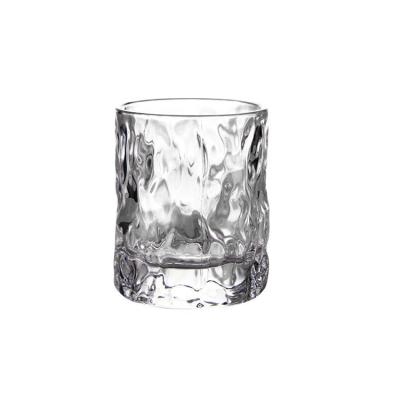 China Artistic Round Whiskey Glass Cups Whiskey Drinking Glass Thick Bottom Whiskey Glass for sale