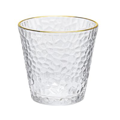 China Artistic Gold Rim Liquor Shot Whiskey Wine Glass Juice Cup Drink Cup New Design for sale