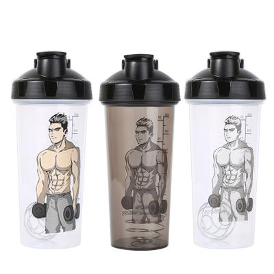 China Custom Portable One Piece Viable 600ml Logo Printed Cartoon Protein Shaker Protein Shaker Bottle Cup With Handle for sale