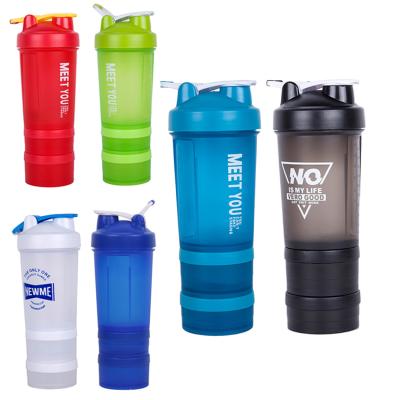 China Custom One Piece Viable Shaker Cup Logo Powder 500ml Protein Botellas De Agua Shaker Water Bottle Gym Milk for sale