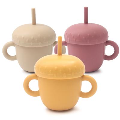 China BPA Free Feeding Cup Kids Snacks Storage Container Leakproof Drinking Cup Sets Study Kids Drink Bottle Baby Silicone Sippy Cups for sale