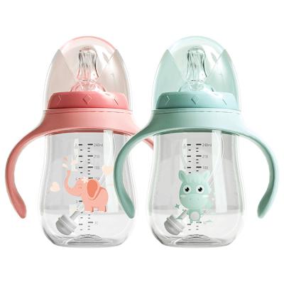 China Custom Made Eco-friendly Bpa Pp5 Milk Bottle Food Grade Free Viable Logo Silicone Nipple Infant Pp Dual Function Feeding Bottle for sale