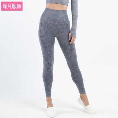 China Sports Breathable High Waist Stretch Running Gaiters Butt Seamless Women Yoga Lifting Pants for sale