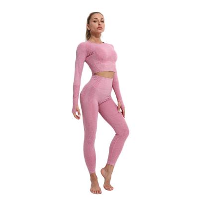 China Autumn And Winter Seamless Sports Fitness Clothing Breathable Quick-drying T-shirt Long Sleeve Yoga Suit for sale