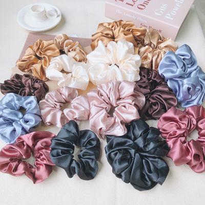 China Simple Fashion Factory Price Fashion Scrunchies High Quality Solid Color Large Size Satin Girls Hair Ties for sale