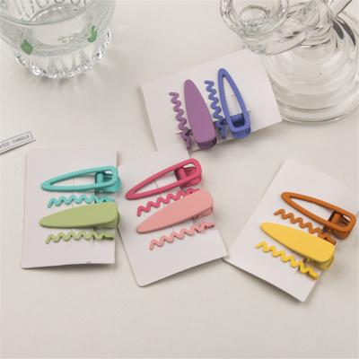 China 4pcs/set Fashion Alloy Candy Color Designer Cute Girls Hair Accessories Metal Princess Wave Hair Clips Set for sale