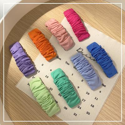 China Wholesale Fashion Plaid BB Clip Ins Hairpin Girl Bent Side Cuts Bangs Cloth Hair Clip Headdress for sale