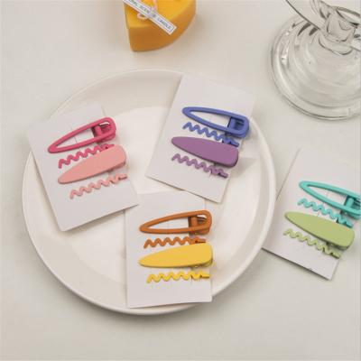 China Hot Selling Simple Cute Side Clip Fashion Girl Bangs Headdress Wave Word Clip Candy Hair Clip Set for sale