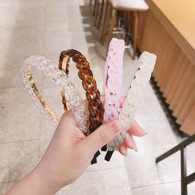 China Fashion headband geometric chain retro color hot selling temperament transparent acrylic headband for sale