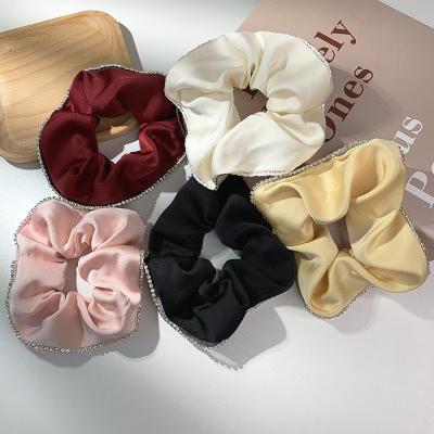 China New Fashion Wholesale Popular Designed Elastic Ponytail Hair Scrunchies Rhinestone Scrunching Hair Ties For Women for sale