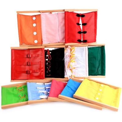 China Montessori Wooden Educational Resources Toys Practical Materials Good Quality Eco-friendly Material Life Lacing Dressing Frame for sale