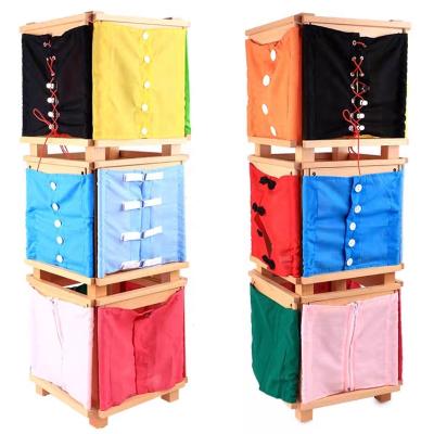 China Montessori Wooden Educational Resources Toys Practical Materials Good Quality Eco-friendly Material Life Lacing Dressing Frame for sale