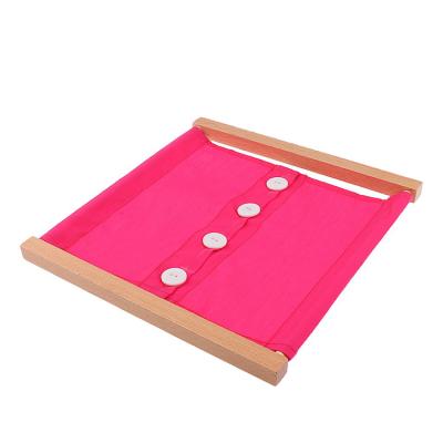 China Life Educational Good Quality Practical Materials Montessori Wooden Educational Toys Buttoning Frame With Big Buttons for sale