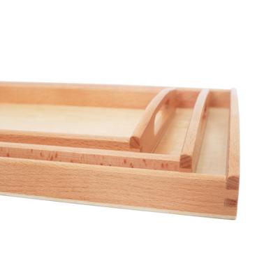 China Promotional Kindergarten Montessori Educational Game Teaching Aid Wooden Serving Tray Medium for sale