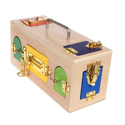 China Eductional preschool toys tiger baby educational montessori wooden lock box material sensory used toys set for preschool for sale