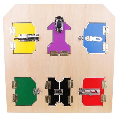 China Good price high quality eco-friendly material of wooden toy baby shower gift montessori lock single board for sale