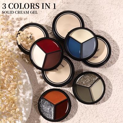 China Three-color in 1 Box 3 in 1 Long Lasting Color Mud Pudding Color UV Solid Gel Polish Solid Cream LED Gel Polish for sale