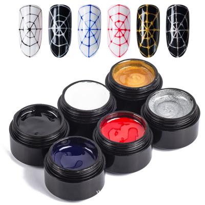 China Hot Selling UV Gel Polish 6 Colors Nail Art DIY Painting Design Wire Coating Drawing Gel Nail Polish Set Kit Colors UV Gel Nail Polish for sale