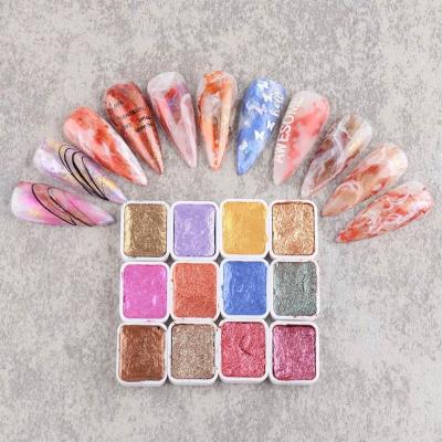 China Ink Solid Effect Smoke Glitter Paint Nail Chrome Powder Watercolor Gradient Nail Pearl Dye Bloom Powder for sale