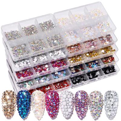 China Nail Art DIY Bling Flat Back Mix ab Nail Art Rhinestones SS6-SS20 Colors Accessories Manicure Nail Decorations for sale