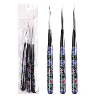 China Nail Brush Set Nail Polish Painting Drawing Liner Brushes Nail Art Brush Set Liner Pens Manicure Tools 3pcs for sale