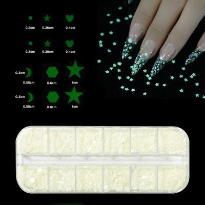 China Nail Glitter 12 Grids Stars Moon Heart Irregular Nail Glitter Mix Bright Holographic Decoration 3D Nail Glitter for sale