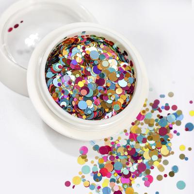 China Nail Glitter Holographic Mixed Sizes Circular Dotting Sequins Round Laser Nail Glitter for sale