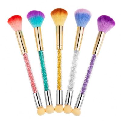 China Nail Cleaning Brush Nail Dust Brush Dual Gradient Sponge Smudge Loose Makeup Brush Powder Face Crystal Acrylic Brush for sale