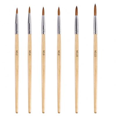 China Nail Brush Set The Professional Nail Art Painting Tools Size 2/4/6/8/10/12 Yellow Wood Handle Acrylic Nail Art Brush for sale