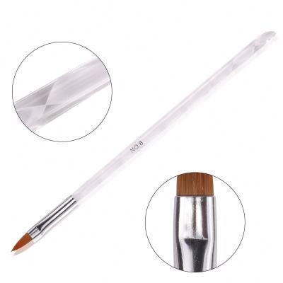 China Hot Selling Size 8# Single Nail Brush Set Nail Tools Acrylic Handle Oval Nail Art Brushes For Nail Art for sale