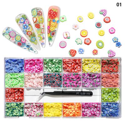 China Nail Decoration Set 24 Sets Orange Strawberry Lemon Grape Fruit Filler Nail Art Charm Fruit Slices Nail Decoration Sets for sale