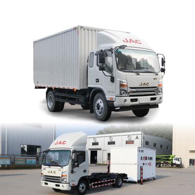 China 4*2 Mini 5 Ton 19CBM Dry Van Trucks Detachable Body And Hydraulic Outriggers For Logistics for sale