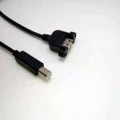 China Electronics Products USB 2.0 Cable USB B Male To Female Panel Mount Port Extension Cable With Lock Screw for sale