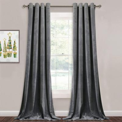 China Gray Velvet Curtains Elegant Home Blackout Decor Room Blackout Velvet Drapes Window Shade Heat Insulated Panels For Living Room for sale