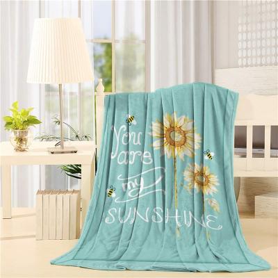 China Green Anti-Static Fuzzy Warm Sunflower Blanket, Simple Print Lake Blanket for Kids Adults Women Gift for sale