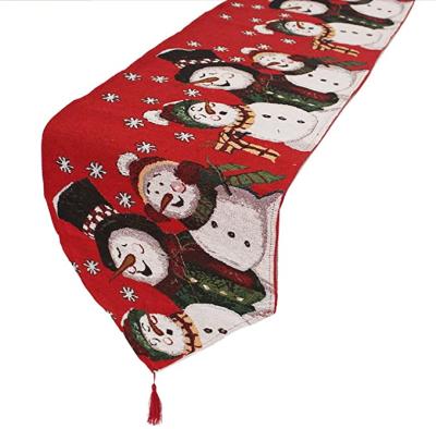 China Hand-woven waterproof jacquard Christmas snowman table runner, popular creative table decoration for sale