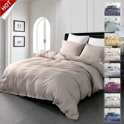 China Disposable 100% Pure Cotton 60s Color Yarn Dyed Bedding, Modern Button Down Bedding Set Sheet Bedding Set Bed for sale