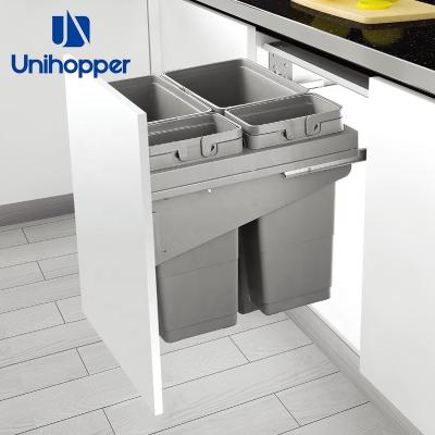 China Unihopper Sustainable Factory Pull Out Kitchen Storage Cabinet Dust Bins With Steel Frame And Steel Cover for sale