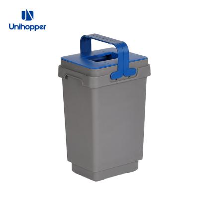 China Unihopper Factory Sustainable Rectangle Recycle 8L Plastic Kitchen Storage Bin With Handles for sale