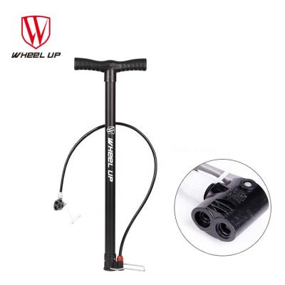 China Durable WHEEL UP 140PSI Presta and Schrader Hand Bicycle Floor Compressor Aluminum Alloy for MTB BMX and Road Bike Tire Pump for sale