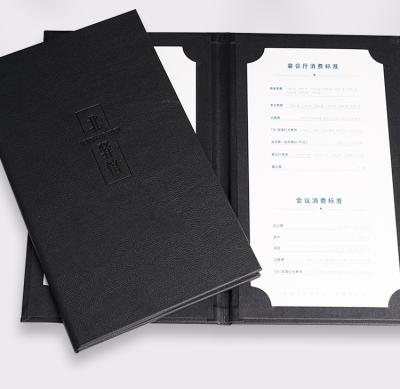 China For Bar 2 View Black PU Restaurant Menu Cover Leather Holder (Customized LOGO, Inside Page) for sale