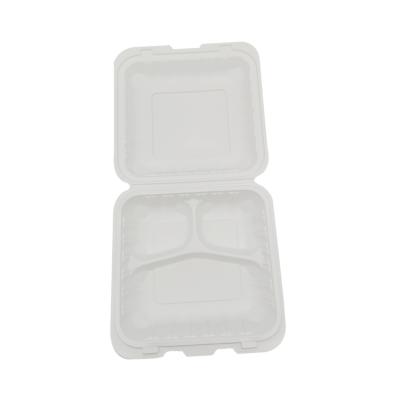 China Stocked Best 3 Compartment Rectangular Biodegradable Disposable PP Plastic Takeout Food Containers for sale