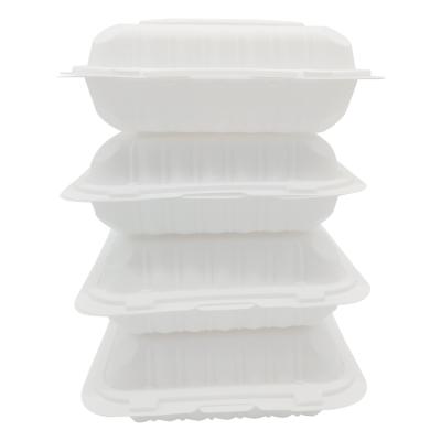 China Stocked 100% Eco Friendly Biodegradable Disposable Take Out Food Packaging Containers 3 Compartments With Lid for sale