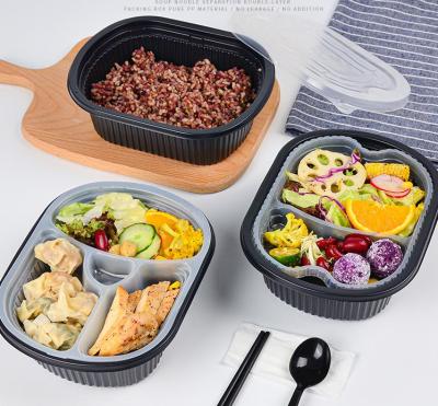 China Modern Multi-compartment Two-Layer Disposable Plastic Food Container Microwave PP Lunch Preservation Box for sale