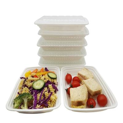 China Custom White Leakproof Safe Caterer Stored 28Oz Compostable Plastic Food Prep Container With Lid for sale