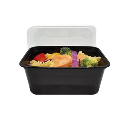 China 1000ml Wave Pattern Black Microwavable Plastic Container With Lid For Restaurant Microwavable/Wholesale Mobile Canisters for sale