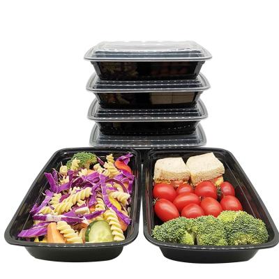 China Restaurant Rectangular Disposable Microwave PP Stocked Takeout Food Plastic Containers for sale