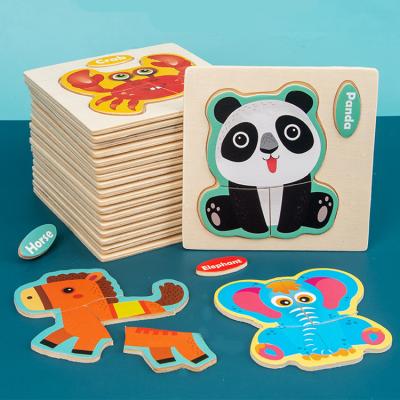 China Eco-friendly Material Wooden Puzzle Set Animal Shape Early Fine Montessori Motor Skill Learning Educational Toy for sale