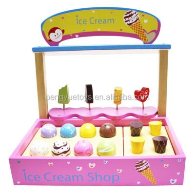 China Hardwood Ice Cream Booth Pretend Play Set Wooden Baby Pretend Play Set for sale