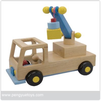 China Pinewood py1245 mini crane truck, wooden toy car for kids from Eagle Creation Toys for sale